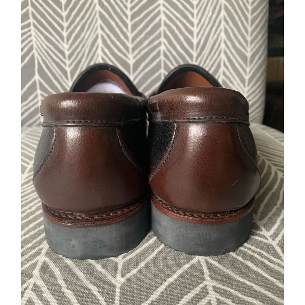 ALLEN EDMONDS Nashua Tassle Loafers Black Brown Pebbled Leather Men’s Shoes 9.5